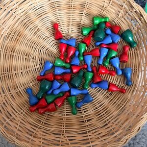 45 vintage Colorful Game Pieces pawns